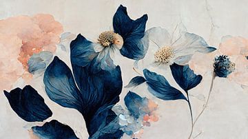 Blauwe abstracte bloemen van treechild .
