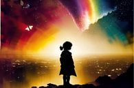 Het kind aan de gouden zee en de regenbooghemel van ButterflyPix thumbnail