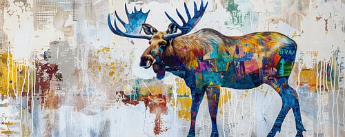 Peinture d'un élan coloré