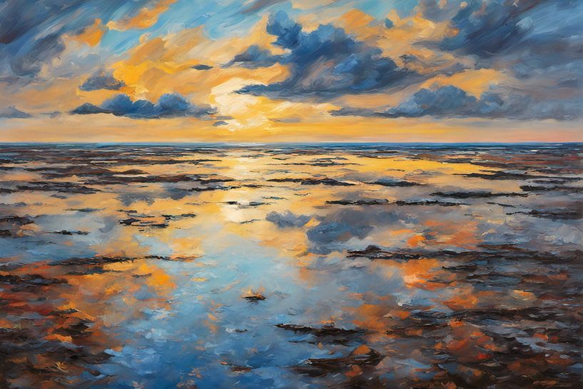 Wadden Sea at low tide by Kees van den Burg