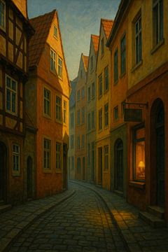 Soirée dorée à Brême - Quiet European Wall Art sur Travel Shop