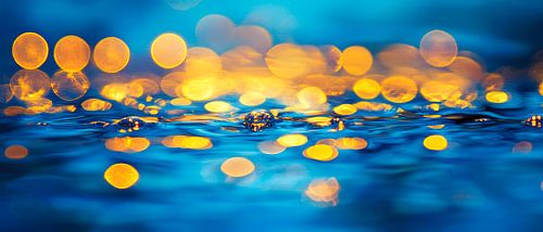 Blue water reflections with lights