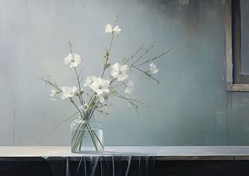 Stilleven met witte bloemen van De Mooiste Kunst