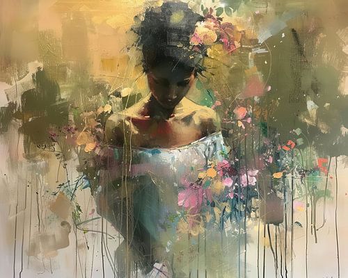 Woman and Flowers by Eye catching paintings