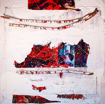 Collage met gekleurde stokjes van Klaus Heidecker