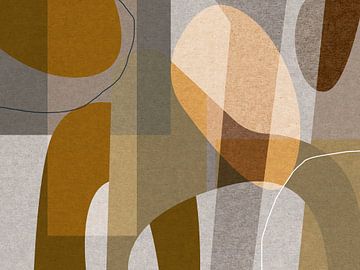 Abstracte vormen in bruin, oker, beige. Moderne geometrie. van Dina Dankers