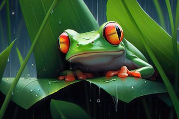 Grenouille verte sur PixelPrestige