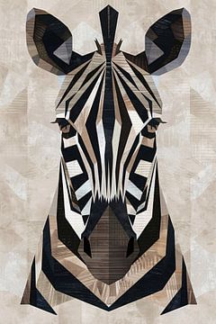 Geometrische Abstractie van een Zebrahoofd van De Muurdecoratie