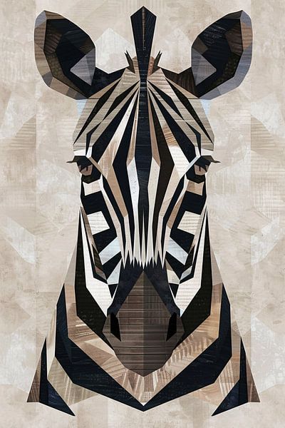 Geometrische Abstraktion eines Zebrakopfes von Art & Soul Creations