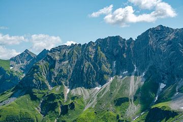 Enorme rotswand met rotslagen in de Allgäuer Alpen van Leo Schindzielorz