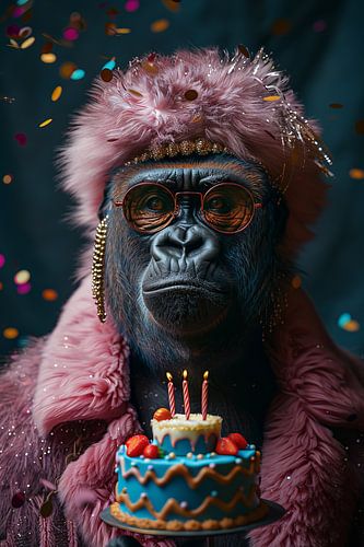 Singe drôle fête son anniversaire des années 60 avec style disco