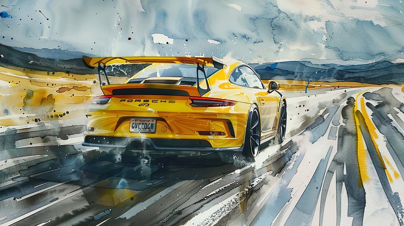Gelber Porsche 911 GT3 von PixelPrestige