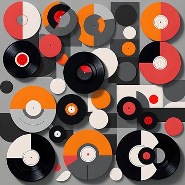 Retro Vinyl in Geometrische Compositie van Bart Veeken