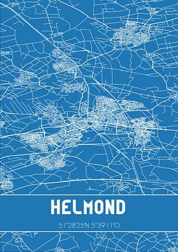 Blaupause | Karte | Helmond (Nordbrabant) von Rezona