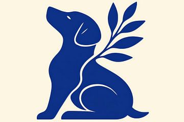 Minimalist dog and leaves by Art & Soul Creations