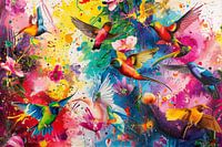 Explosion of colour splash art bird's dream
