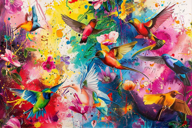 Explosion of colour splash art bird's dream by Mel Digital Art
