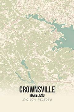 Vintage landkaart van Crownsville (Maryland), USA. van MijnStadsPoster