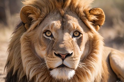 Gedetailleerde close-up van een leeuwengezicht