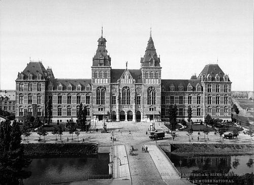 Rijksmuseum Amsterdam - vintage zwart-wit foto gezien vanaf de Stadhouderskade