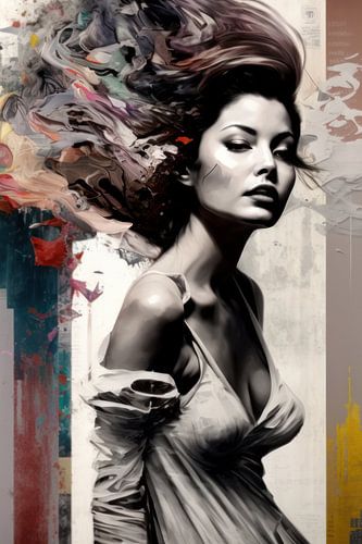 Pop-Art-Porträt kombiniert mit Collage