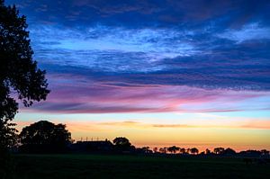 Sunset over a rural area during a springtime evening