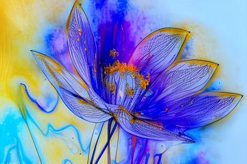 Flower transparent in blue by Lily van Riemsdijk - Art Prints with Color