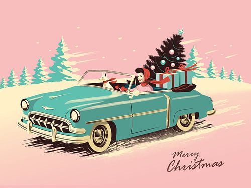 Vintage convertible Christmas car by Eduard Broekhuijsen