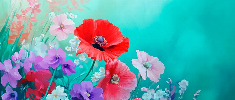 Blooming meadow in soft colours by Poster Art Shop