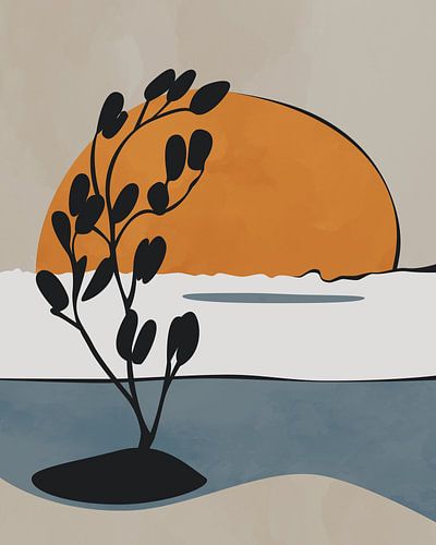 Boom in de ochtend 2 minimalistisch landschap