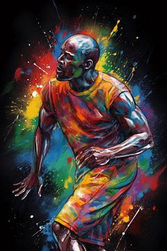 Michael Jordan Danse des couleurs et de la lumière sur De Muurdecoratie