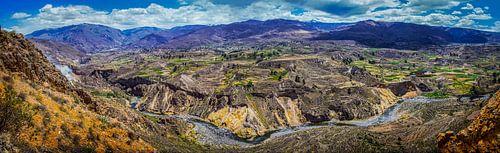 Breed panorama van de Colca Canyon, Peru