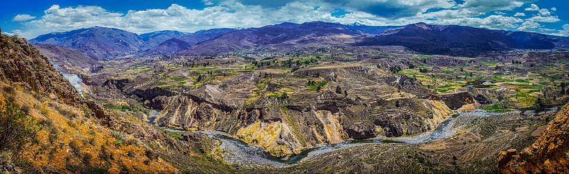 Large panorama sur le canyon de Colca, au Pérou par Rietje Bulthuis