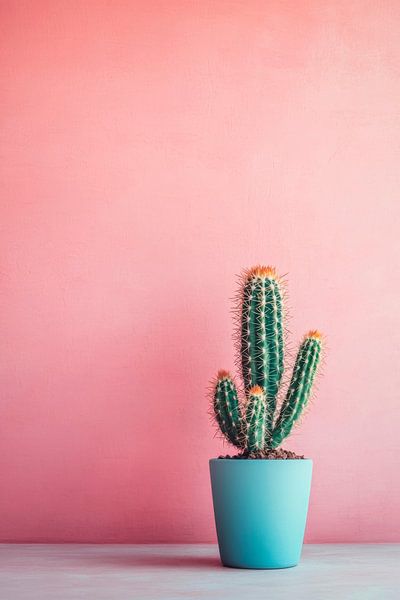 Kaktus vor Wand von Poster Art Shop