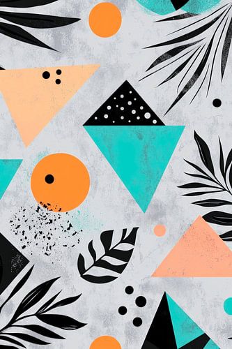 Kleurrijk geometrisch patroon met planten