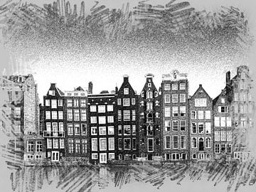 Amsterdamse gevels (tekening) van Art by Jeronimo