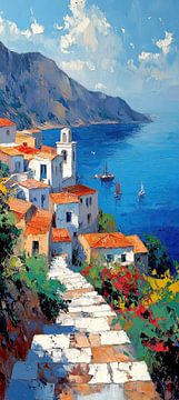 Greece Art | Azure Serenity by Abstract Painting