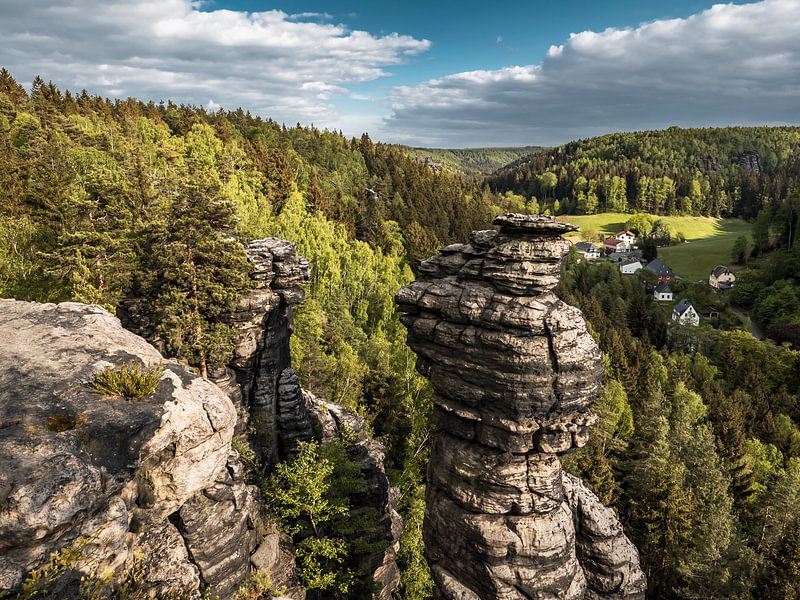 Bielatal in der Sächsischen Schweiz - Aussicht über die Felstürme von Pixelwerk