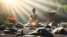Light and shadow in the Buddha Garden by Jean Pierre