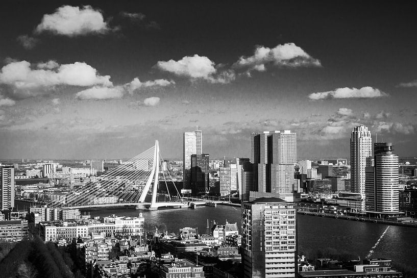 B&W Skyline of Rotterdam van Aiji Kley