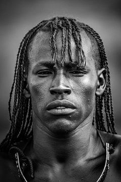 Masai portret man close up van Dave Oudshoorn