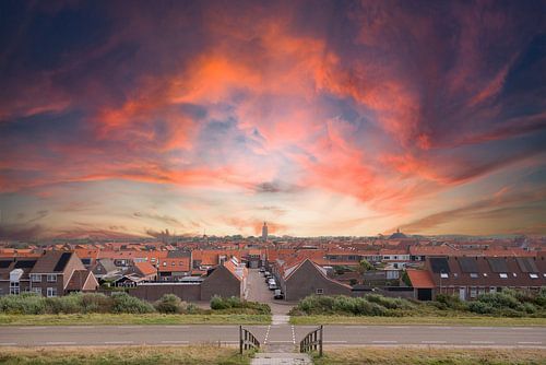 Westkapelle bij avondrood