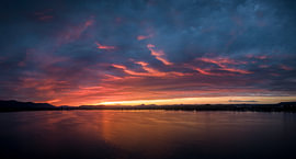 Sunset over Lake Zell (panoramic view)