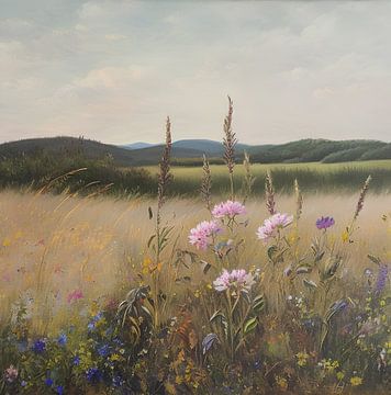 Wildblumen auf einem Feld (Ölfarbe) von Henk van Holten