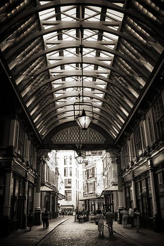 Londen Leadenhall Market V / Markthal / Marktplaats Zwart-wit