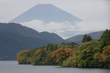 Fuji berg en meer Ashino-ko van Lieven Tomme