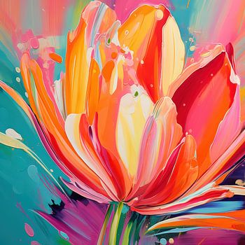 Fleur joyeuse tulipe et colorée