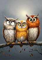 Funny owl friends