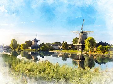 Historische Mühlen entlang der Vecht in Weesp, Nordholland. von Danny de Klerk
