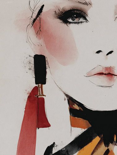 Modern portret, aquarel van Carla Van Iersel